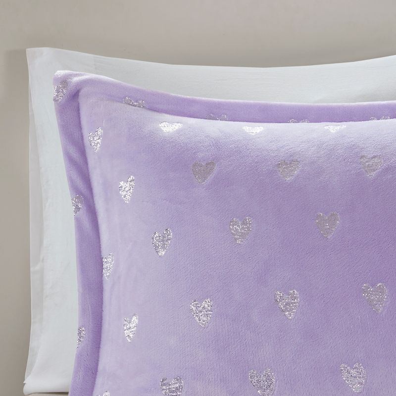 Audrey Metallic Printed Plush Comforter Set, 6 of 10