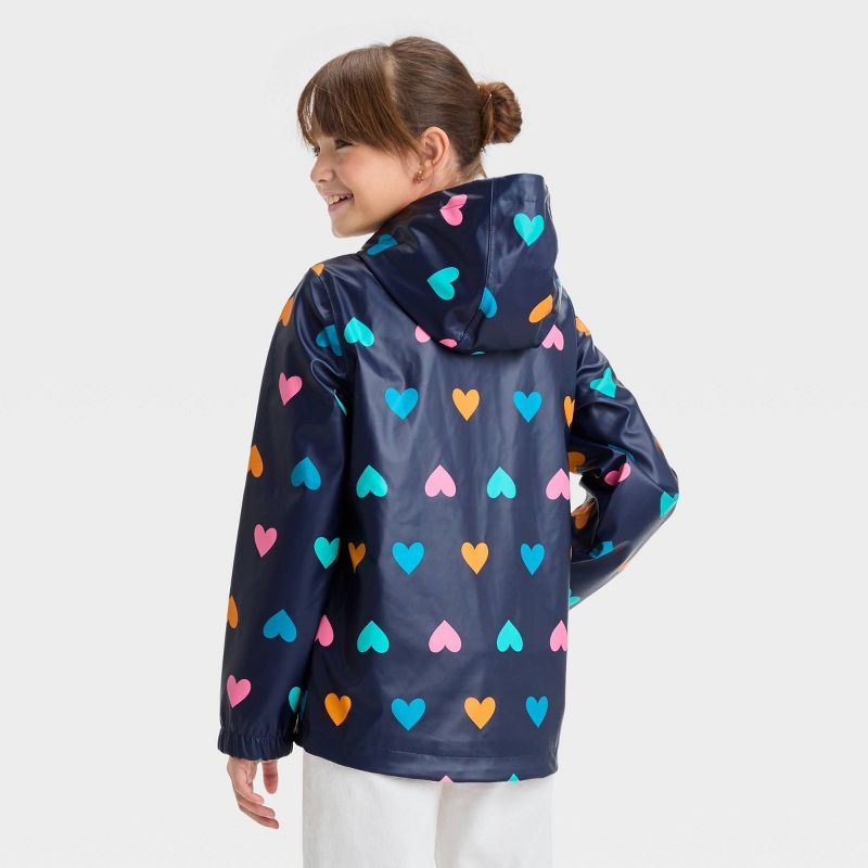 Kids' Heart Printed Rain Coat - Cat & Jack™ Navy Blue, 3 of 5