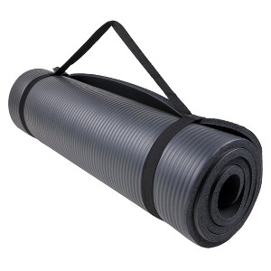 GoFit Fitness Yoga Mat with Carry Strap - Gray (9.5mm) - 1 of 4