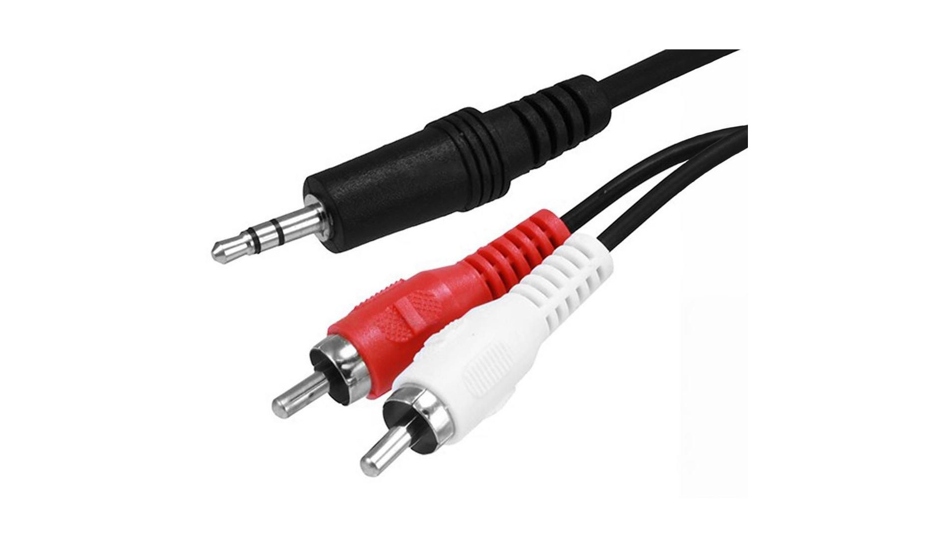 Monoprice Audio/Stereo Cable - 6 Feet - Black | 3.5mm Stereo Plug/2 RCA Jack, Mp3 Player/Phone Headphone Output to Home Audio System