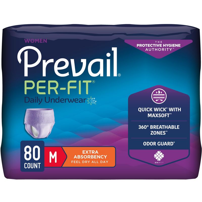 Prevail Per-Fit Daily Incontinence Underwear for Women, Pull On with Tear Away Seams,  Extra Absorbency, 1 of 4