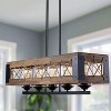 LNC Laius 5-Light 32" Black and Brown Wood Modern Farmhouse Large Chandelier,Rectangle Island Light, with 5 Glass Shade - 2 of 4