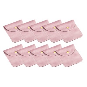 Unique Bargains Portable  Velvet Snap Button Soft Storage Jewelry Pouches 10 Pcs - 1 of 4