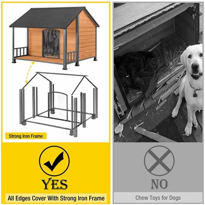 Large Insulated Wooden Dog House with Porch and Asphalt Roof