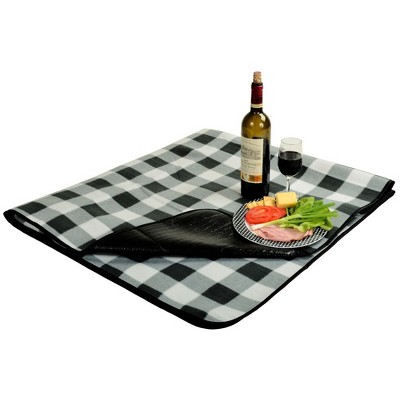 Charcoal Plaid Extra Large Water Resistant Picnic Blanket