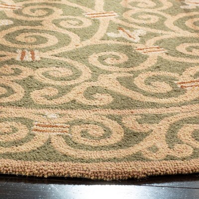 Handmade Light Green Wool Round Area Rug