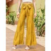 Coolmee Women's Pant Wide Leg High Waist Pants Loose Elastic Smocked Waist Flowy Pant With Belt - 2 of 4