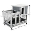 FURNIinspire Pet Crates and Houses Wooden Rabbit Hutch with Ventilation Gridding Fence, Openable Door, Cleaning Tray, Grey,37.01"*22.24"*36.2" - 2 of 4