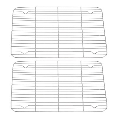 Unique Bargains 304 Stainless Steel Roasting Baking BBQ Grill Net 2 Pcs