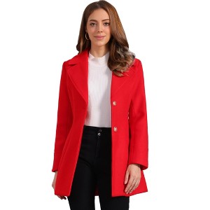 INSPIRE CHIC Women's Elegant Notched Lapel Button Single Breasted Winter Coat - 1 of 4