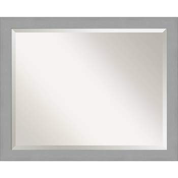 32" x 26" Brushed Nickel Framed Wall Mirror Silver - Amanti Art