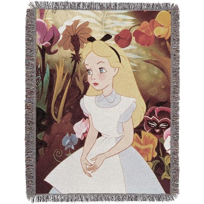 Disney Alice in Wonderland, "Alice in the Garden" Woven Tapestry Throw Blanket, 48" x 60"