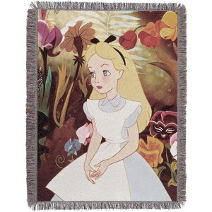 Disney Alice in Wonderland, "Alice in the Garden" Woven Tapestry Throw Blanket, 48" x 60" - 1 of 1