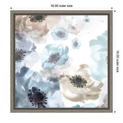 Soft Cascade Blue and Beige Floral Canvas Wall Art