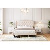 Bed Frame with Headboard – Upholstered Velvet Platform Bed, Rivet Button Tufted, Heavy Duty, No Box Spring - 4 of 4