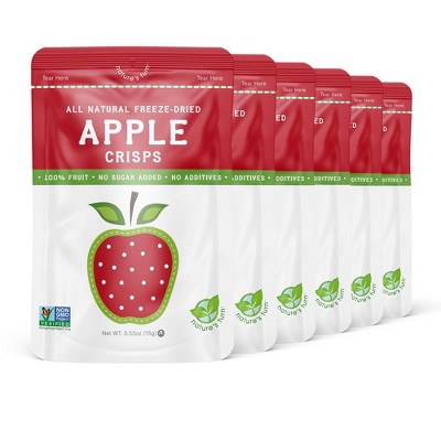 Nature's Turn Freeze-Dried Fruit Snacks - Apple Crisps -  No Sugar Added, Non GMO, Gluten Free, Nothing Artificial - 15g (.53oz) - 6-PACK