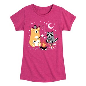 Girls' - Instant Message - Animal Friendly Campfire Fitted Short Sleeve Graphic T-Shirt - 1 of 4