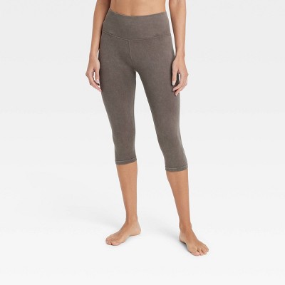 Joy Lab Brown High Rise Cropped Fitted Seamlessly Knit Leggings Women Size  L NEW