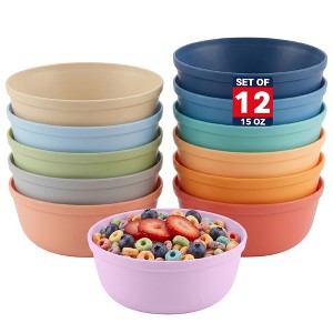 MASTERCOOK 15oz Plastic Bowls Set of 6, Stackable Food Serving