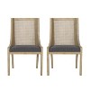 Christopher Knight Home Set of 2 Maurers Cane and Wood Upholstered Dining Chairs Charcoal/Natural - 2 of 4