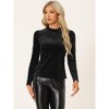 INSPIRE CHIC Women's Metallic Shiny Dots Ruffle Neck Long Sleeve Vintage Velvet Blouse - 3 of 4