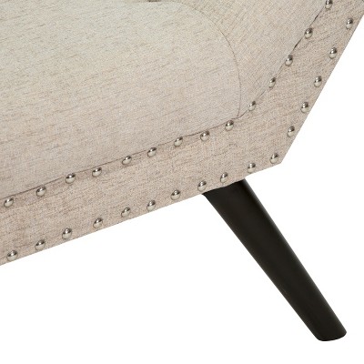 Modern Beige Tufted Fabric Ottoman Footstool Bench