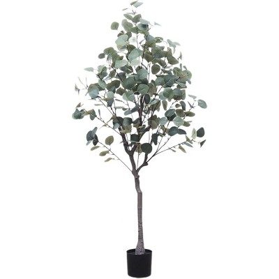 Artificial Eucalyptus Tree - Fake Silver Dollar Leaves, Realistic Eucalyptus Foliage, Silk Eucalyptus Plant, Decorative Indoor Plant