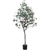 Acekool Large 5ft Artificial Eucalyptus Tree with Over 300 Silk Leaves and Pot, Realistic Faux Floor Plant for Home and Office Décor - 2 of 4