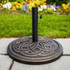 Carden Round Weave Umbrella Stand Antique Bronze - Saracina Home: Outdoor Holder, Rust-Resistant, Locking Peg - 4 of 4