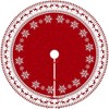 48-inch Rustic Red Christmas Tree Skirt with White Snowflakes and Reindeers - 2 of 4