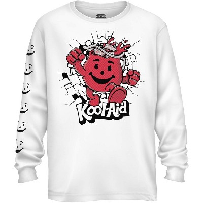 Mens Kool-Aid Oh Yeah Shirt - Kool Aid Drink Mix - Kool-Aid Man Oh Yeah Graphic Long Sleeve T-Shirt (White, Medium)