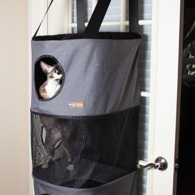 Gray 3-Story Hanging Cat Condo with Mesh Windows