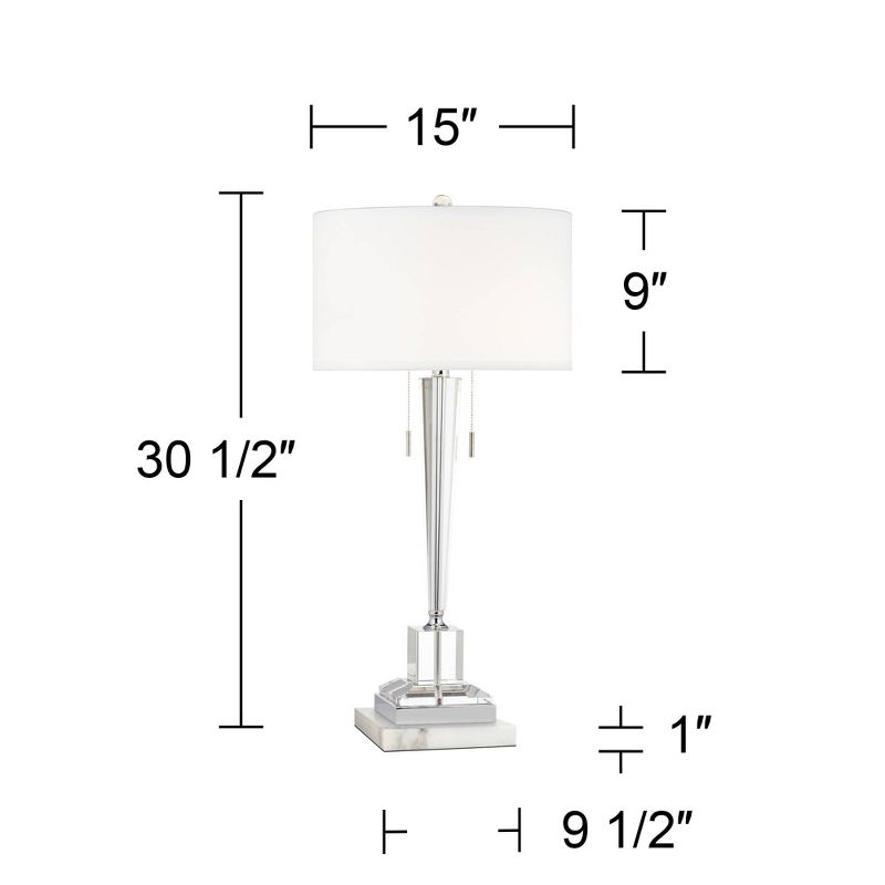 Vienna Full Spectrum Renee Modern Table Lamp with Square White Riser 30 1/2" Tall Clear Crystal Glass Drum Shade for Bedroom Living Room Nightstand, 4 of 8
