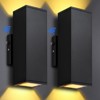 DAKAFUL 2-Pack Outdoor Wall Light Fixtures with LED Bulbs, Rustproof Aluminum Up Down Lights for House, Porch, Garage Black - 2 of 4