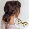 Unique Bargains Women's Fashion Grace Bow Faux Pearl Hair Clips Gold Tone Black White 4 Pcs - 2 of 3