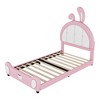 YOOCOZZ Twin Size Upholstered Wood Rabbit-like Platform Bed with Ear-shaped Headboard - 3 of 4