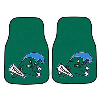 NCAA University of Tulane Green Wave Carpet Car Mat Set - 2pc