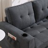3-in-1 Convertible Futon Sofa Bed, Brown Space-Saving Daybed - 3 of 4