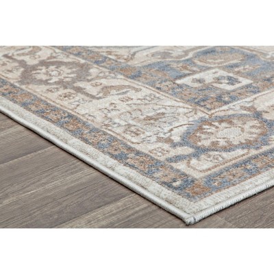 Desert Sand Beige and Slate Floral 5' x 7' Area Rug