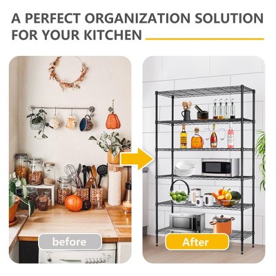Black Heavy Duty 6-Tier Adjustable Metal Wire Shelving Unit
