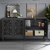Okak Sideboard Cabinet with Floral Carvings, Bufft Cabinet with 4 Doors and 2 Shelves, Storage Cabinet for Living Room, Dining Room, Kitchen, Black - 3 of 4