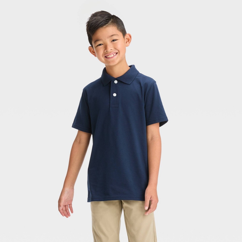 Boys' Short Sleeve Uniform Polo T-Shirt - Cat & Jack™ Navy Blue S