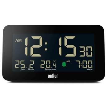 Braun Digital Alarm Clock with Date/Month/Temperature Display Black