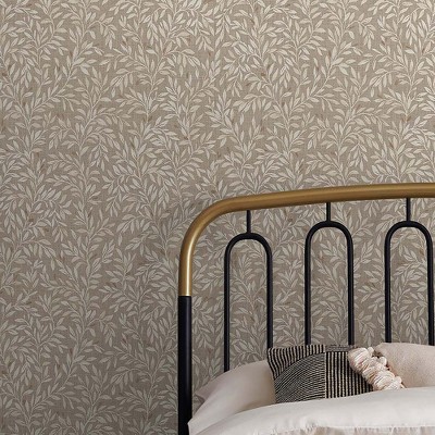 Neutral Leaf Pattern Removable Wallpaper, 20.5" x 396"