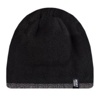 Men's Flat Knit Hat With Contrast Trim | Size One Size - Black/grey