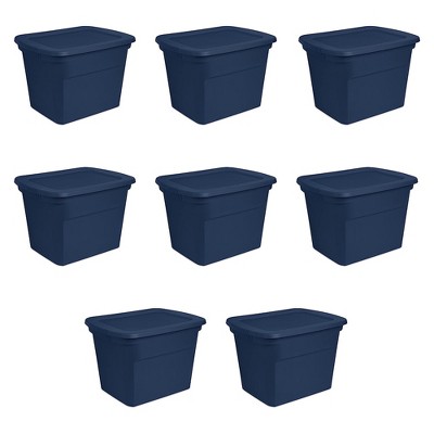 Set of 8 Plastic Storage Container Bins With Lids 18 Gallon Tote