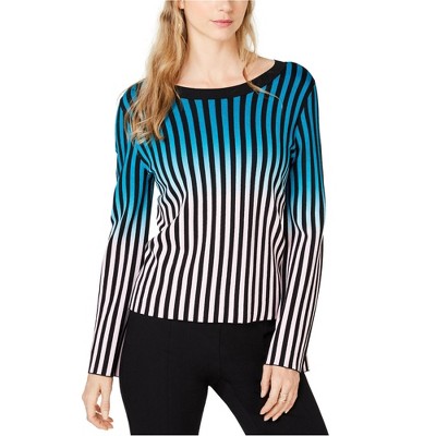 I.N.C International Concepts Womens Ombre Stripe Pullover Sweater, Blue, X-Large