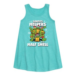 - Teenage Mutant Ninja Turtles - Santas Helpers In A Half Shell Graphic Sleeveless Aline Dress - 1 of 3