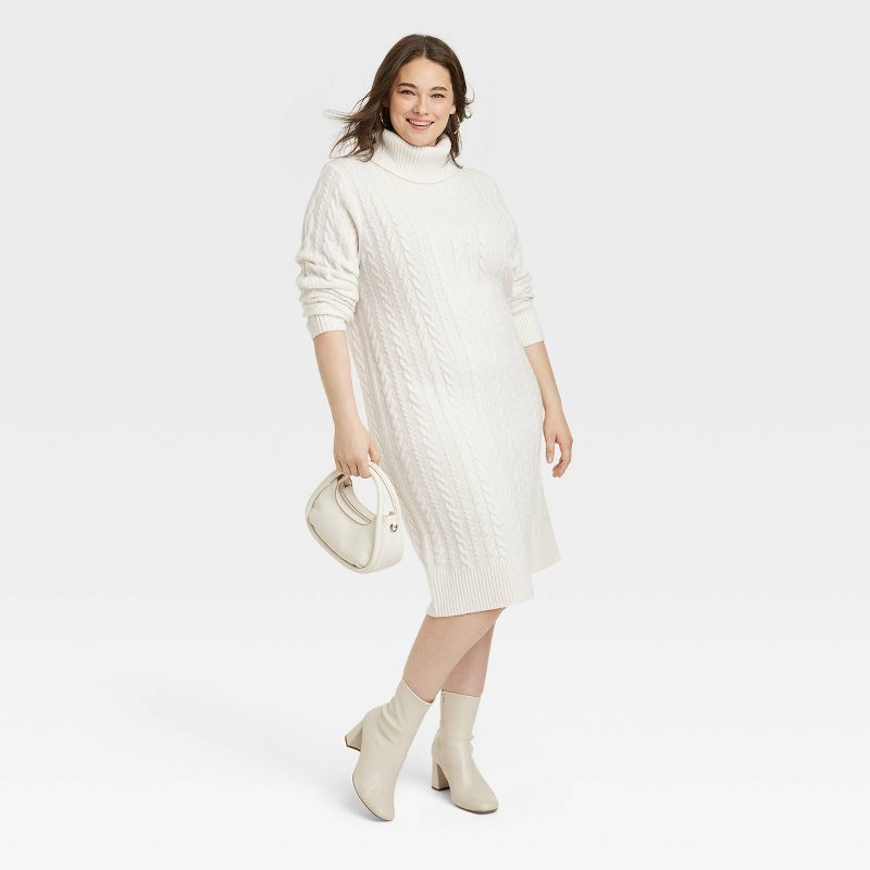 Women's Turtleneck Long Sleeve Cozy Sweater Dress - A New Day™, 4 of 11