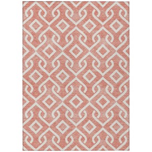 Salmon And Ivory Geometric Washable Indoor Outdoor Area Rug - 1 of 4
